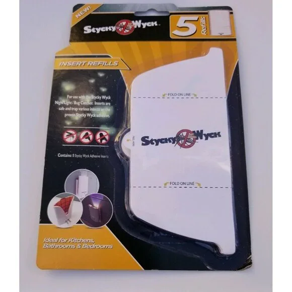 2 Stycky Wyck LED Night Light/UV Bug Catcher Mosquito/Moths/Flies + 2 Refills - Picture 5 of 7